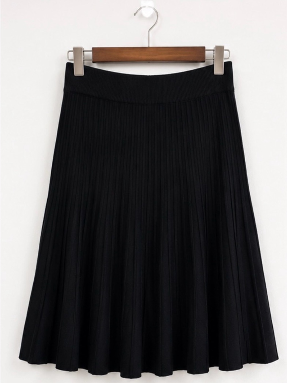 Premise Black Pleated Midi Skirt